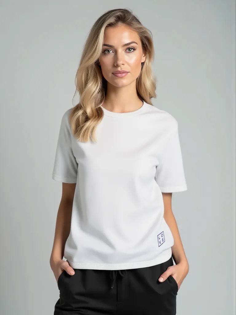 LOVE Classic T-Shirt White - Royal Blue Hummingbird Illustration