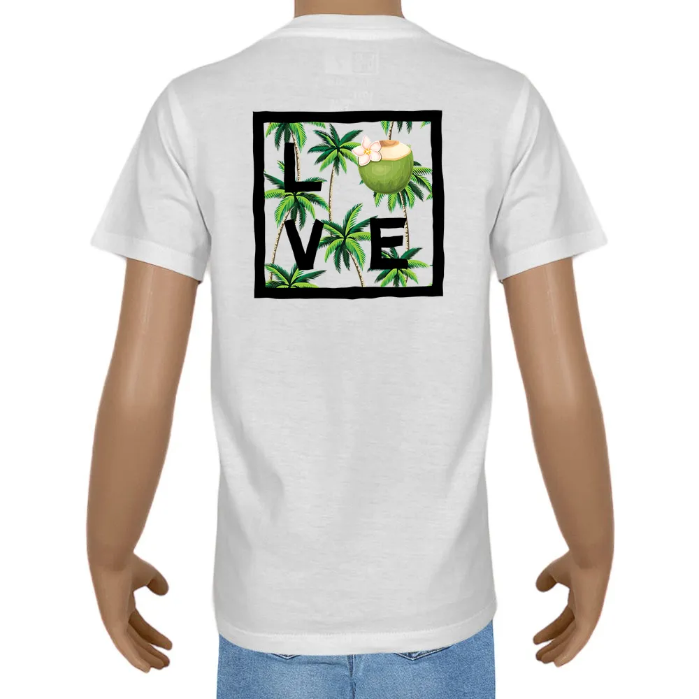 Kid’s T-shirt – Cotton – Plain – White - Palm trees