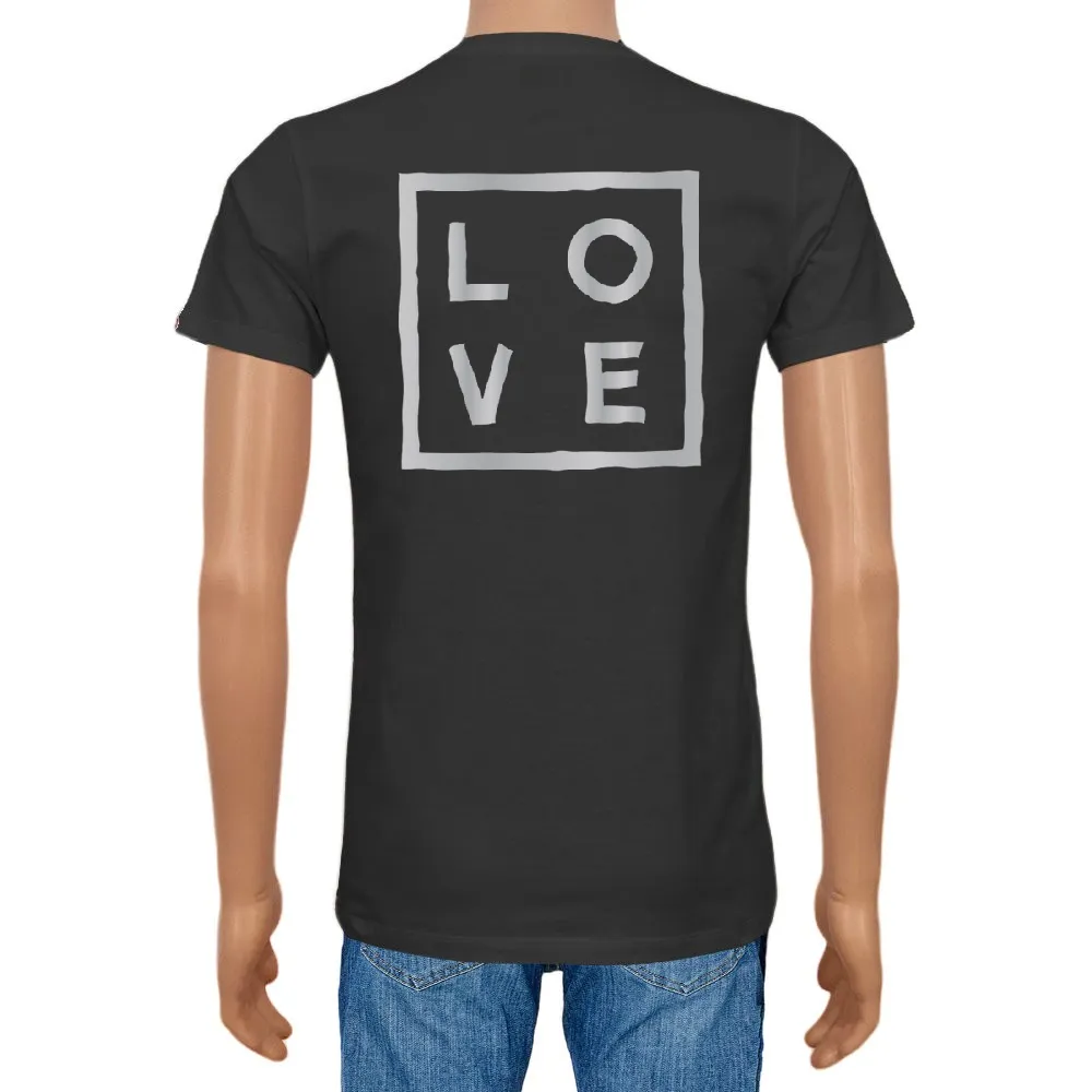 Men's T-shirt Cotton Plain V-Neck Black Metal Print Logo - Love Concept Store