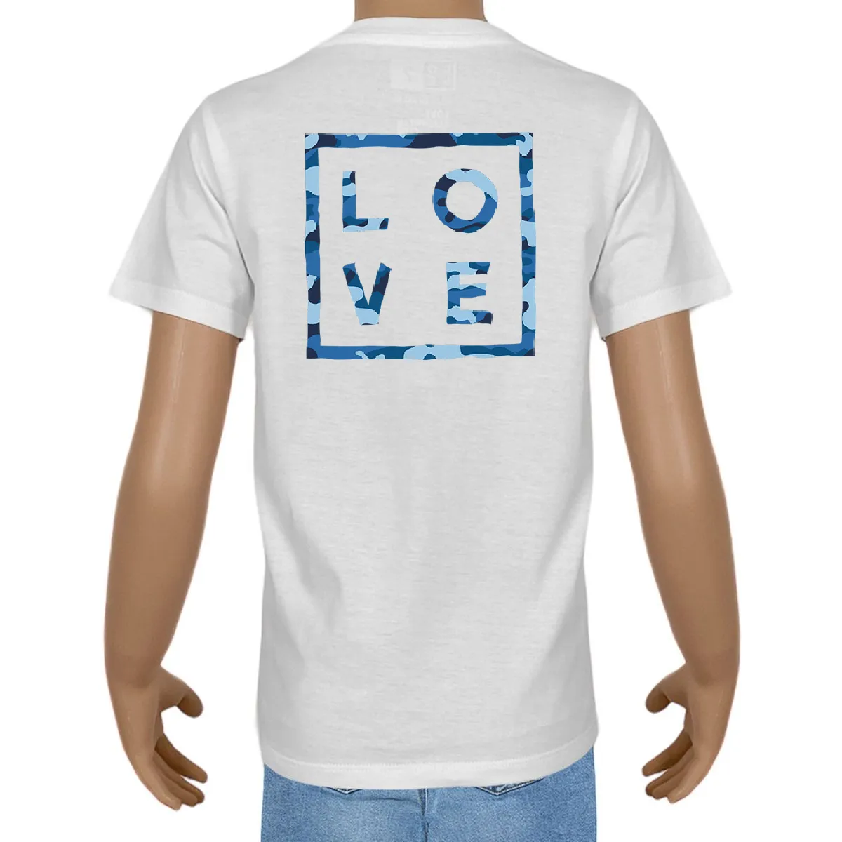 Kid's T-shirt – Cotton – Plain – White - Camouflage