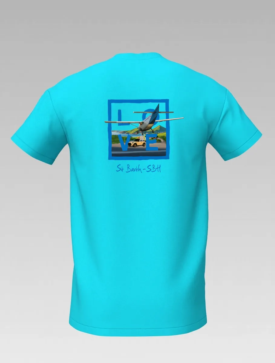 Children’s Turquoise T-Shirt – St Barth Airport – LOVE Edition – Signature St Barth