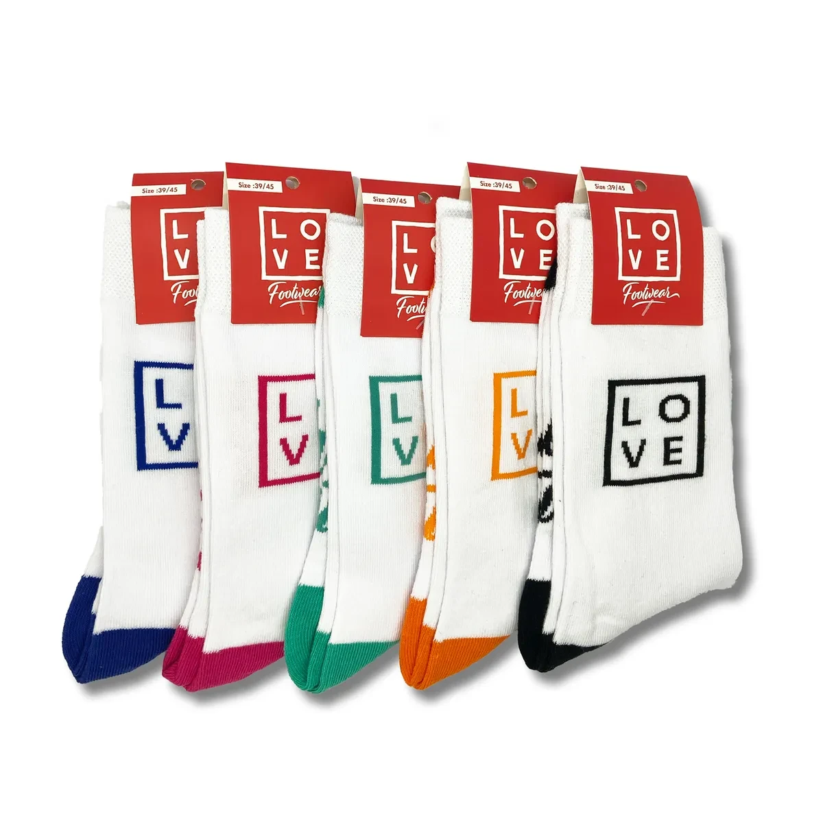 LOVE SOCKS FOOTWEAR CLASSIC WHITE - 5 different colors