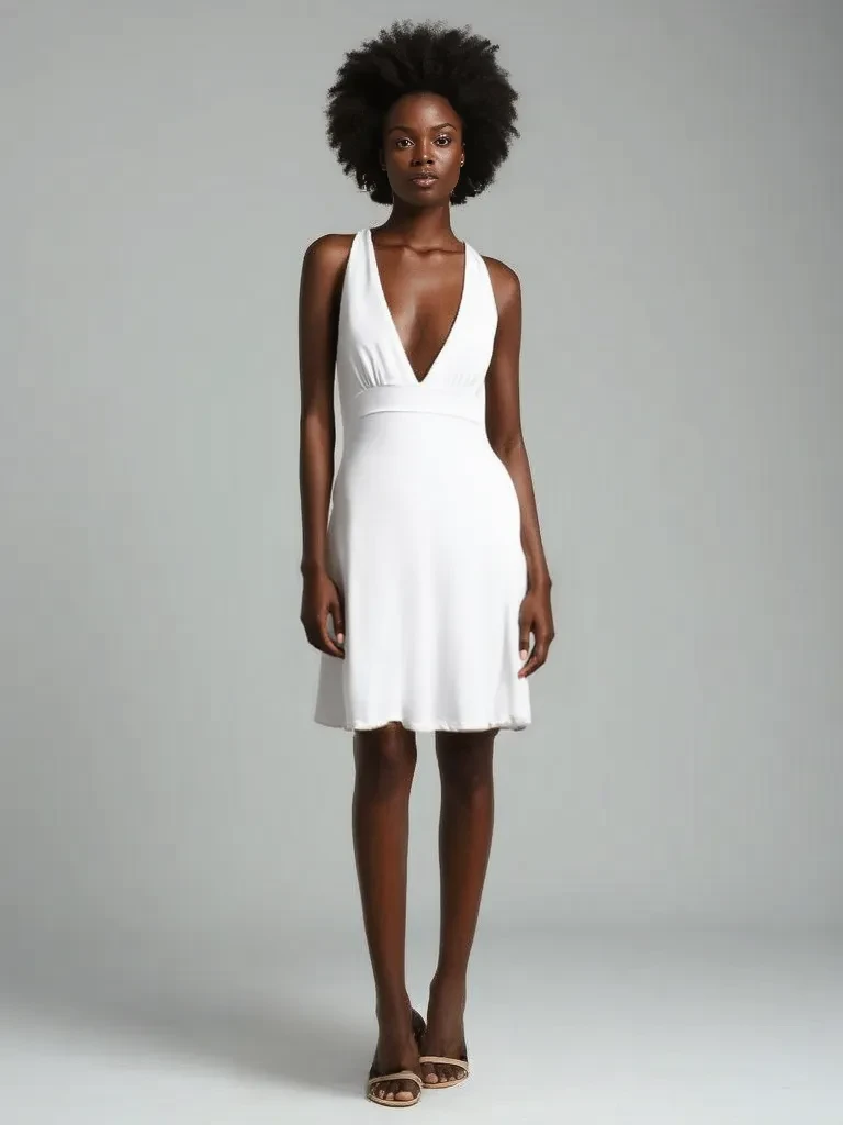 Marilyn Dress – White – Free Size - Logo Classic Print