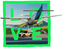 Green Airport LOVE - with sky