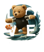 White Surfing Bear